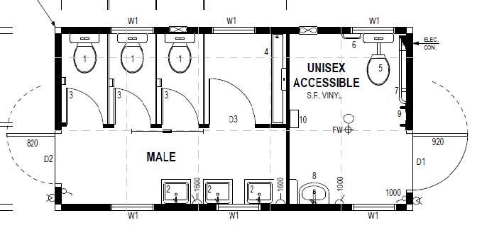 Unisex Accessible with Male Ablution 6.0mx3.0m
