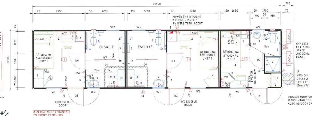 Four Person Quarters 14.4mx3.3m ensuited